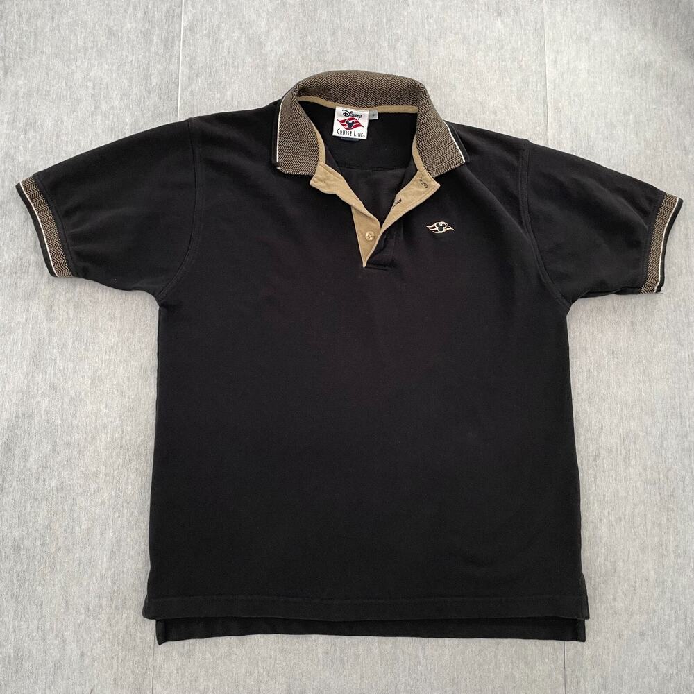 VINTAGE Disney Cruise Line Shirt Adult Small Black Polo Mickey Mouse Embroidered